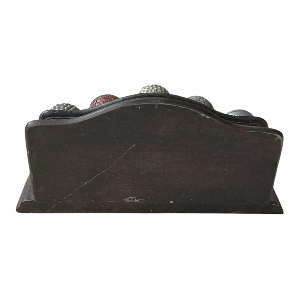 Vintage Golf Ball Display Holder Rustic Wood Desk Organizer Sports Decor